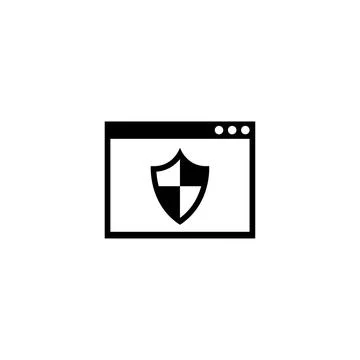 Modern shield icon within a web browser frame, symbolizing online security .. Illustration