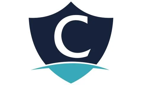 Modern Shield Letter C Illustrazione stock