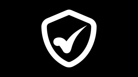 Modern Shield Logo with Check Mark Animation, modern logo featuring a shiel.. Stock Footage 307129955