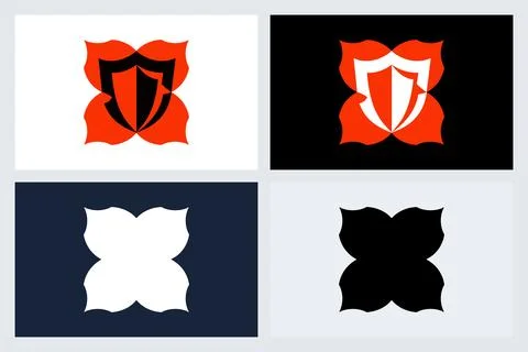 Modern Shield Logo Icon Set Stock Illustration