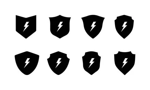 Modern Shield Verification and Lock Security Icons Set Stock Illustration