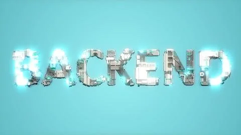 Modern shining cybernetic text BACKEND on blue background Illustrazione stock