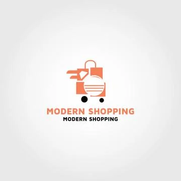 Modern shopping vector logo design template Stock Illustration