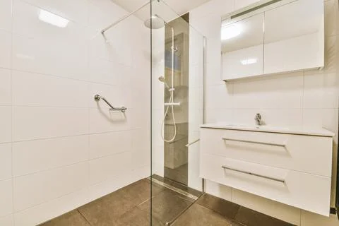 Modern shower interior Stock Photos
