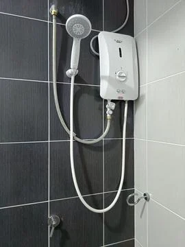 Modern shower setup Stock Photos