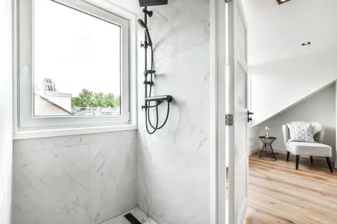 Modern shower stall Stock Photos