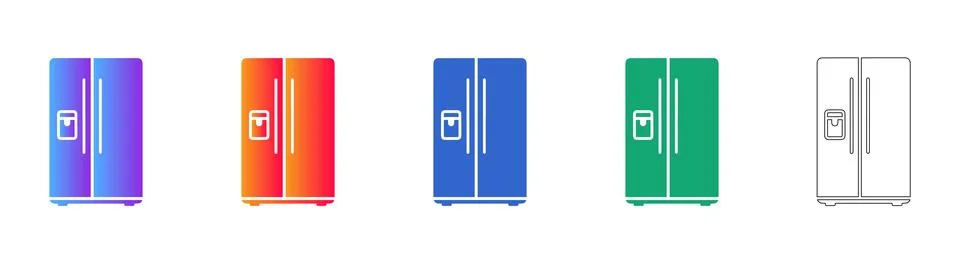 Modern Side by Side Refrigerator Icon Set Ilustración de archivo