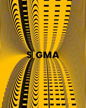 Modern Sigma Typography Poster With Optical Illusion Grid And Warped Stock Illustration