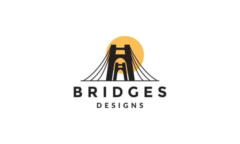 Modern silhouette gate bridge logo vector icon illustration design Stock Illustration