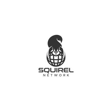Modern silhouette Squirrel network logo design Illustrazione stock