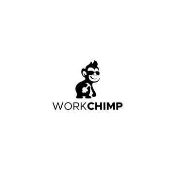 Modern silhouette WORK CHIMP monkey logo design 스톡 일러스트