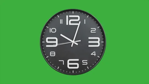 Modern silver clock face moving fast forward timelapse green screen chroma key Stock Footage 127372557