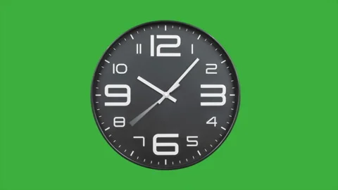 Modern silver clock face moving fast forward timelapse green screen chroma key Stock Footage 127372577