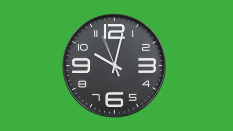 Modern silver clock face moving fast forward timelapse green screen chroma key Stock Footage 127372715
