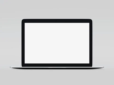 Modern silver laptop. 3d rendering 库存插图