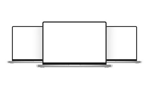 Modern Silver Laptops Mockups, Isolated on White Background Stock Illustration