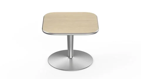 Modern silver metal coffee table with wooden top Stock Footage 339795796