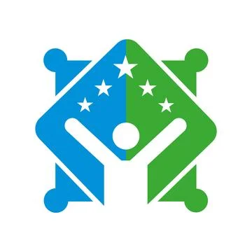 Modern Simple 5 Human people star symbol logo design Stock Illustration