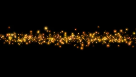 Modern simple black background with glowing gold dust particles forming a line Stock Footage 125217780