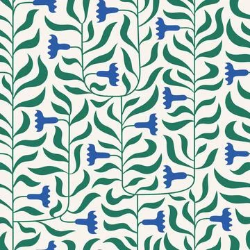 Modern simple creeping foliage vector seamless pattern for textile, wallpaper Illustrazione stock