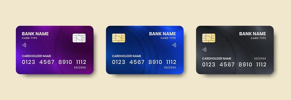 Modern simple design gradient color bank card template design set Stock Illustration
