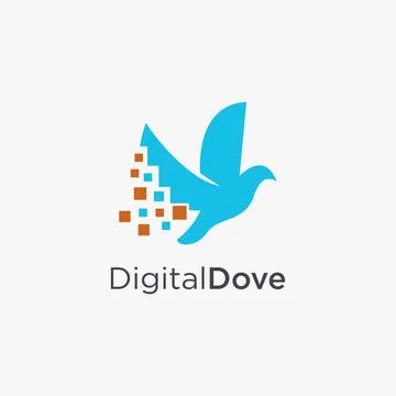 Modern simple digital dove pixel logo icon vector template Stock Illustration