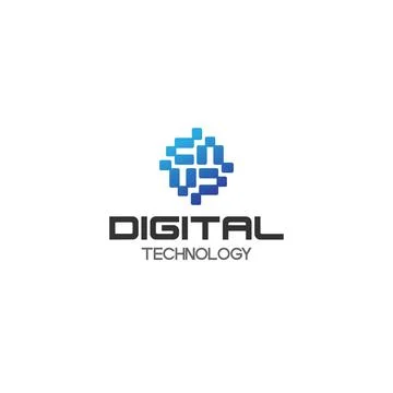 Modern simple DIGITAL TECHNOLOGY tech logo design Illustrazione stock