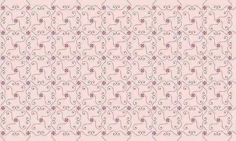 Modern simple geometric seamless pattern with Deep Red flowers, line texture  스톡 일러스트