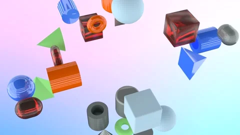 Modern simple geometric shapes Minimalistic cover footage 3d minimal motion Stock Footage 154037982