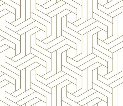 Modern simple geometric vector seamless pattern with gold line texture on white Illustrazione stock
