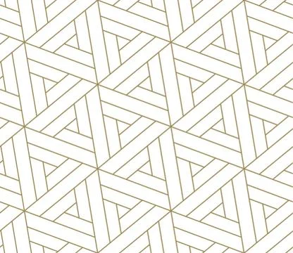 Modern simple geometric vector seamless pattern with gold line texture on white Stock Illustration