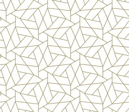 Modern simple geometric vector seamless pattern with gold line texture on white Stock Illustration