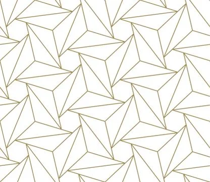 Modern simple geometric vector seamless pattern with gold line texture on white Illustrazione stock