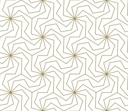Modern simple geometric vector seamless pattern with gold line texture on white Illustrazione stock