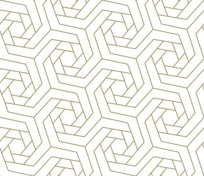 Modern simple geometric vector seamless pattern with gold line texture on white Illustrazione stock