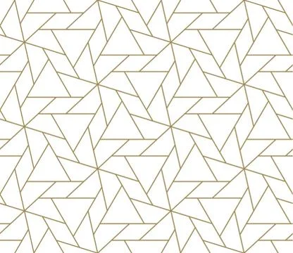 Modern simple geometric vector seamless pattern with gold line texture on white イラスト素材