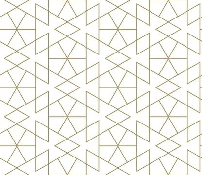 Modern simple geometric vector seamless pattern with gold line texture on white Stock Illustration