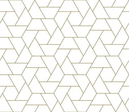 Modern simple geometric vector seamless pattern with gold line texture on white Stock Illustration
