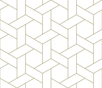 Modern simple geometric vector seamless pattern with gold line texture on white Stock Illustration