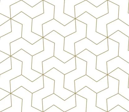 Modern simple geometric vector seamless pattern with gold line texture on white Stock Illustration