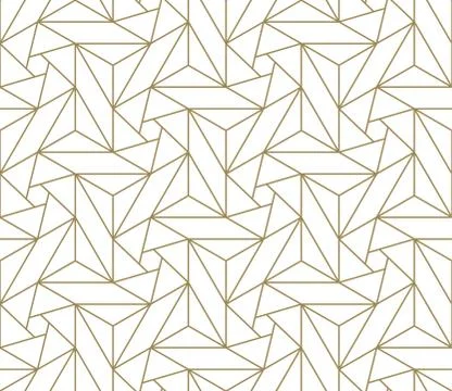 Modern simple geometric vector seamless pattern with gold line texture on white Illustrazione stock