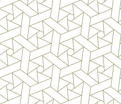 Modern simple geometric vector seamless pattern with gold line texture on white イラスト素材