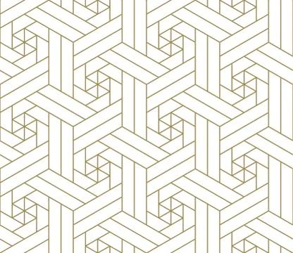 Modern simple geometric vector seamless pattern with gold line texture on white 스톡 일러스트