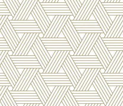 Modern simple geometric vector seamless pattern with gold line texture on white 스톡 일러스트