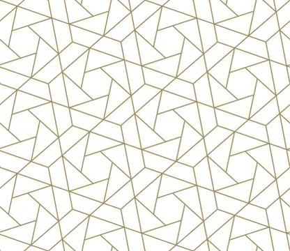 Modern simple geometric vector seamless pattern with gold line texture on white Stock Illustration