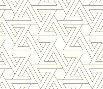 Modern simple geometric vector seamless pattern with gold line texture on white Stock Illustration