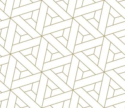 Modern simple geometric vector seamless pattern with gold line texture on white Illustrazione stock