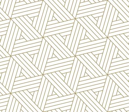 Modern simple geometric vector seamless pattern with gold line texture on white イラスト素材