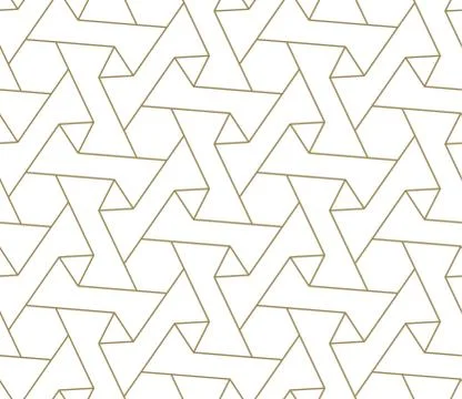 Modern simple geometric vector seamless pattern with gold line texture on white Stock Illustration
