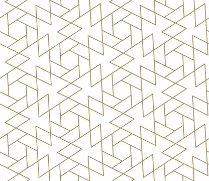 Modern simple geometric vector seamless pattern with gold line texture on white Stock Illustration